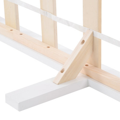 3ft Single Bed, Solid Pine Wooden Bed Frame for Adults, Kids, White