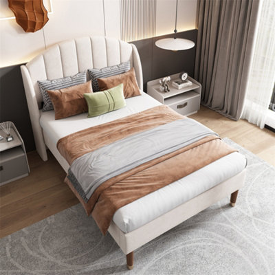 3ft Single Bed with Slatted Frame and Headboard, Youth Bed, Wooden ...