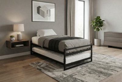 3ft Single Black Metal Frame Stacking Beds