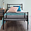 3ft Single Metal bed Frame In Black With Straight Headboard