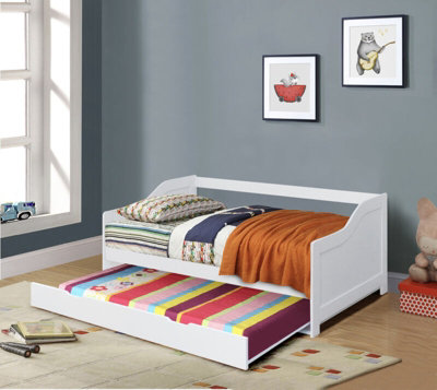 3ft Single White Wooden Trundle Bed
