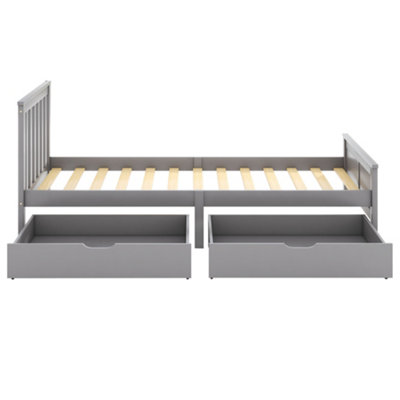 3ft Single Wooden Solid Grey Pine Storage Bed with Drawers Bed