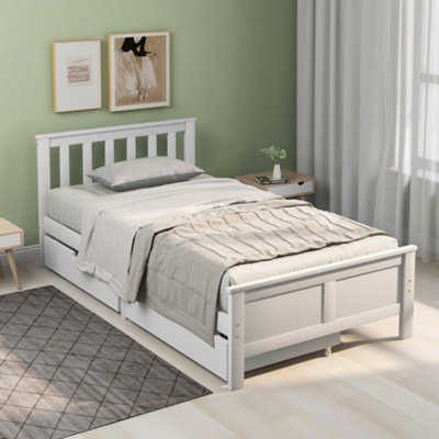 3ft Single Wooden Solid White Pine Storage Bed with Drawers Bed