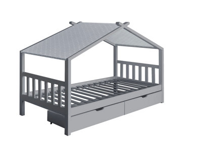 3ft Wooden Storage House Bed In Grey