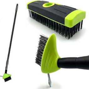 3in1 Extendable Weed Brush Garden Patio Cleaner Moss Leaf Removal Scraping Tool