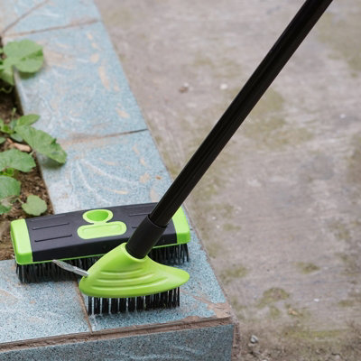 3in1 Extendable Weed Brush Garden Patio Cleaner Moss Leaf Removal Scraping Tool - 4