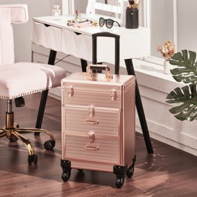 3in1 Portable Cosmetic Makeup Suitcase Travel Case with Drawers