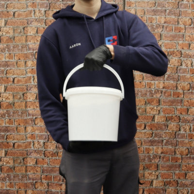 3kg White Rock Salt De-Icing Kit Bucket with Gloves, Food Safe Reusable Tub