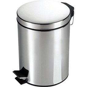 3L Metal Chrome Pedal Bin Kitchen Toilet Rubbish Hygienic Home Paper Dustbin Boxed (3L)