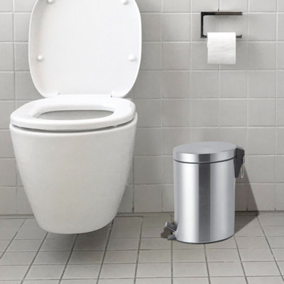 3L Metal Chrome Pedal Bin Kitchen Toilet Rubbish Hygienic Home Paper Dustbin Boxed (3L)