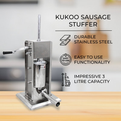 3L Sausage Stuffer Kit Filler Maker 304 Stainless Steel Heavy Duty