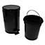 3L Waste Pedal Bin Black Kitchen Bathroom Office Metal House Rubbish Dustbin