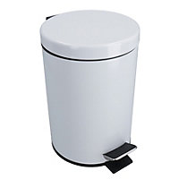3L Waste Pedal Bin White Kitchen Bathroom Office Metal House Rubbish Dustbin
