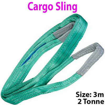 3m 2 Tonne (2000KG) Flat Webbing Strong Cargo Sling Lifting Crane Hoist Strap