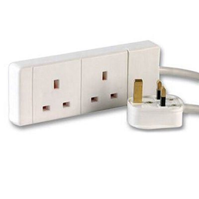 3m 2 Way Mains Power Gang Extension Socket Multi Plug Splitter Adapter Cable