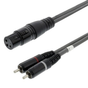 3m 2x RCA PHONO Male Plug to XLR 3 Pin Female Cable Lead Audio PA Mixer Amp