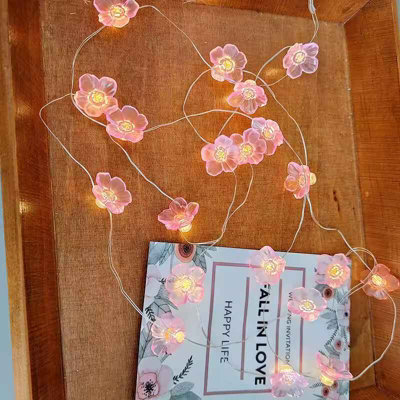 3M 30 LED Cherry Blossom Fairy Lights, Pink Battery Powered String Lights for Outdoor Decoration