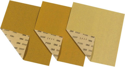 3M Aluminium Oxide Assorted Hand Sanding Sheets Gold 3 Pack