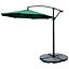 3M Banana Parasol Patio Umbrella Sun Shade Shelter with Fan Shaped Base, Dark Green