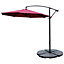 3M Banana Parasol Patio Umbrella Sun Shade Shelter with Fan Shaped Base, Wine Red