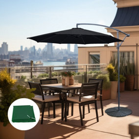 3M Black Garden Patio Banana Parasol Cantilever Umbrella w/ Base Cover