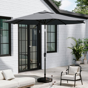 3M Black Rotatable Crank Tilt Anti-UV Garden Umbrella Outdoor Beach Umbrella with Square Base