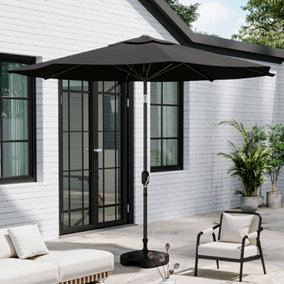 3M Black Rotatable Crank Tilt Anti-UV Garden Umbrella Outdoor Beach Umbrella with Square Base
