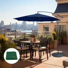 3M Blue Banana Parasol Cantilever Garden Hanging Patio Umbrella with Base Cover