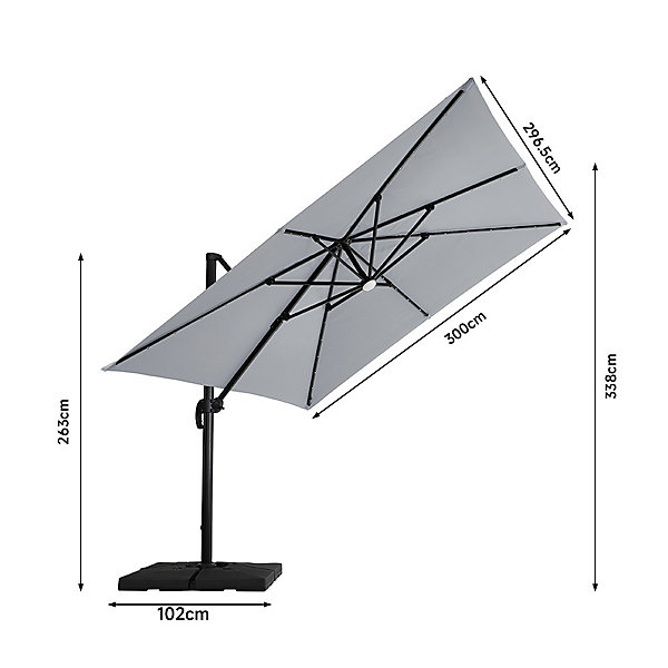 3m Cantilever Parasol with 360 Degree Rotation Outdoor Patio 3m Cantilever Parasol with 360 Degree Rotation Outdoor Patio