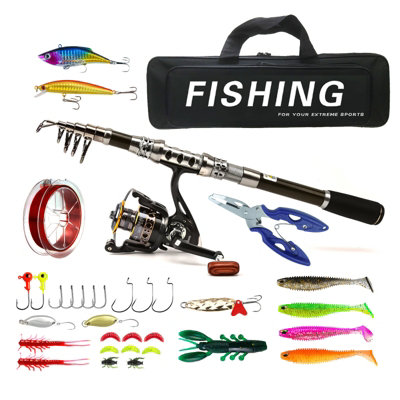 3m Carbon Lure Reel Combo, Telescopic Sea Fishing Rod, Ideal for Sea and  Freshwater Fishing, Sturdy
