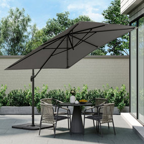 3M Dark Grey Canopy Tilt Garden Roman Umbrella with Square Fillable Base