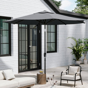 3M Dark Grey Rotatable Crank Tilt Anti-UV Garden Umbrella Outdoor Beach Umbrella Without Base