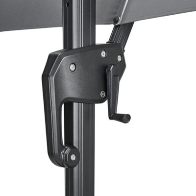 3M Dark Grey Tilt with LED Light Outdoor Garden Parasol with Fillable Base - 5
