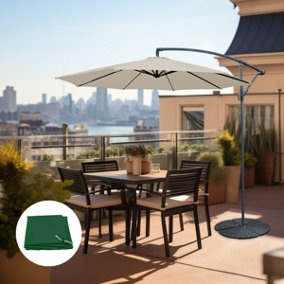 3M Garden Banana Parasol Cream Patio Umbrella Cantilever w/ Base Cover
