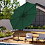 3M Green Garden Banana Parasol Cantilever Hanging Sun Shade Umbrella Shelter with Cross Base
