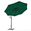 3M Green Garden Banana Parasol Cantilever Hanging Sun Shade Umbrella Shelter with Cross Base