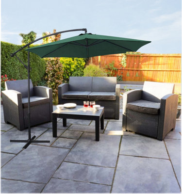 3m Green Outdoor Cantilever Banana Garden Parasol | DIY at B&Q