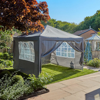 3M GREY GAZEBO WITH SIDES WINDOWS ZIP UP MARQUEE OUTDOOR GARDEN