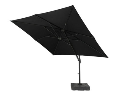 3m GREY Square Overhanging Parasol with base