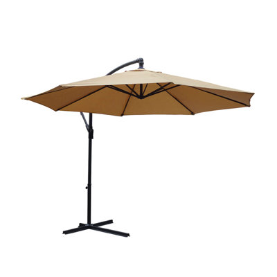 3M KCT Large Mocha Cantilever Garden Parasol with Adjustable Crank ...