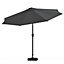 3M Large Garden LED Parasol Outdoor Beach Umbrella with Light Sun Shade Crank Tilt with Square Base,  Dark Grey