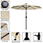 3M Large Garden Solar LED Lights Parasol Outdoor Patio Umbrella Sun Shade Crank Tilt No Base, Beige