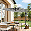 3M Large Rotatable Garden Sun Shade Cantilever Parasol Patio Hanging Banana Umbrella Crank Tilt No Base, Light Grey