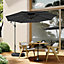 3M Large Rotatable Garden Sun Shade Cantilever Parasol Patio Hanging Banana Umbrella Crank Tilt with 60L Fillable Base, Black