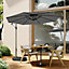 3M Large Rotatable Garden Sun Shade Cantilever Parasol Patio Hanging Banana Umbrella Crank Tilt with 60L Fillable Base, Dark Grey