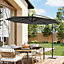 3M Large Rotatable Garden Sun Shade Cantilever Parasol Patio Hanging Banana Umbrella Crank Tilt with Cross Base, Black