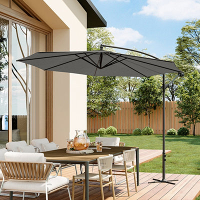 その他 Garden Umbrellas, With Curved Crank And Cross Base, Cantilever Hanging Garden, Garden Market Beach Terrace Banana 10' Deluxe Patio Umbrella Outdoor Market Parasol Banana