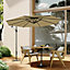 3M Large Rotatable Garden Sun Shade Cantilever Parasol Patio Hanging Banana Umbrella Crank Tilt with Cross Base, Khaki