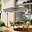 3M Large Rotatable Garden Sun Shade Cantilever Parasol Patio Hanging Banana Umbrella Crank Tilt with Cross Base, Light Grey