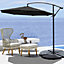 3M Large Rotatable Garden Sun Shade Cantilever Parasol Patio Hanging Banana Umbrella Crank Tilt with Fillable Base, Black